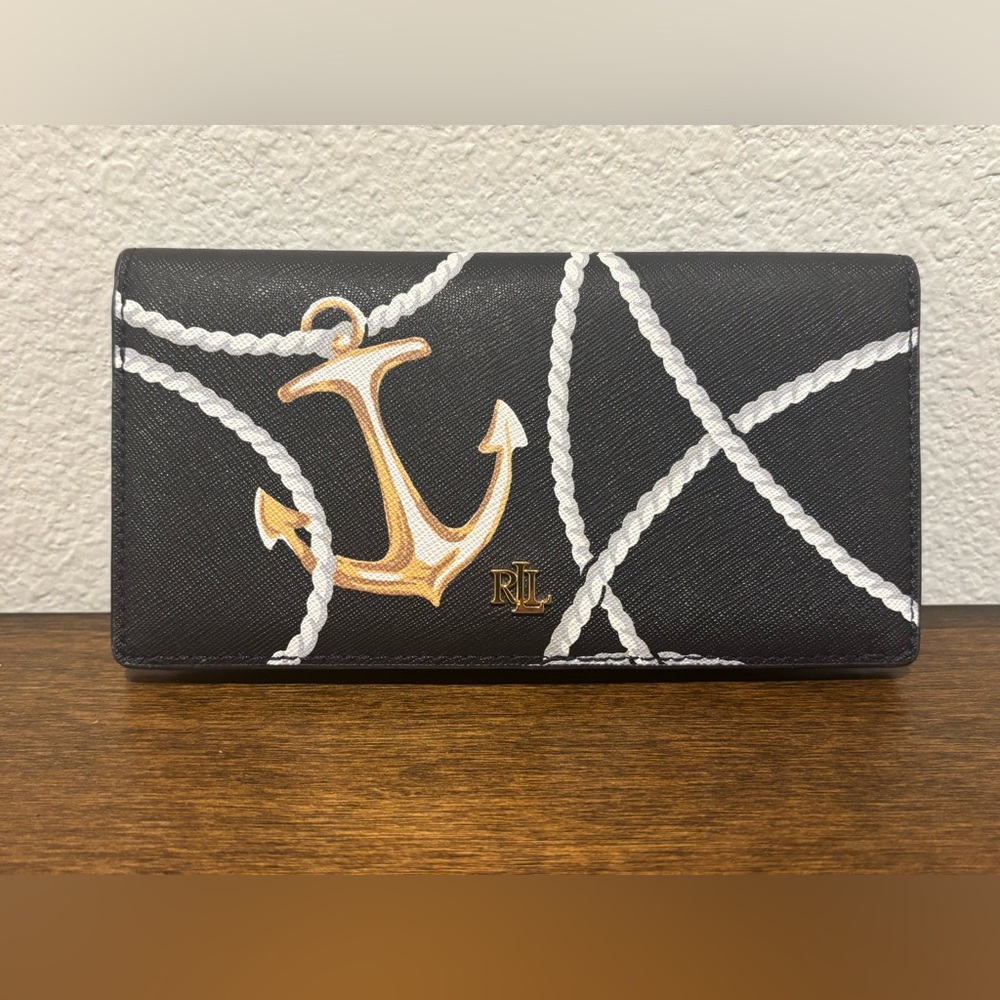Lauren Ralph Lauren Black and Gold Anchor Wallet